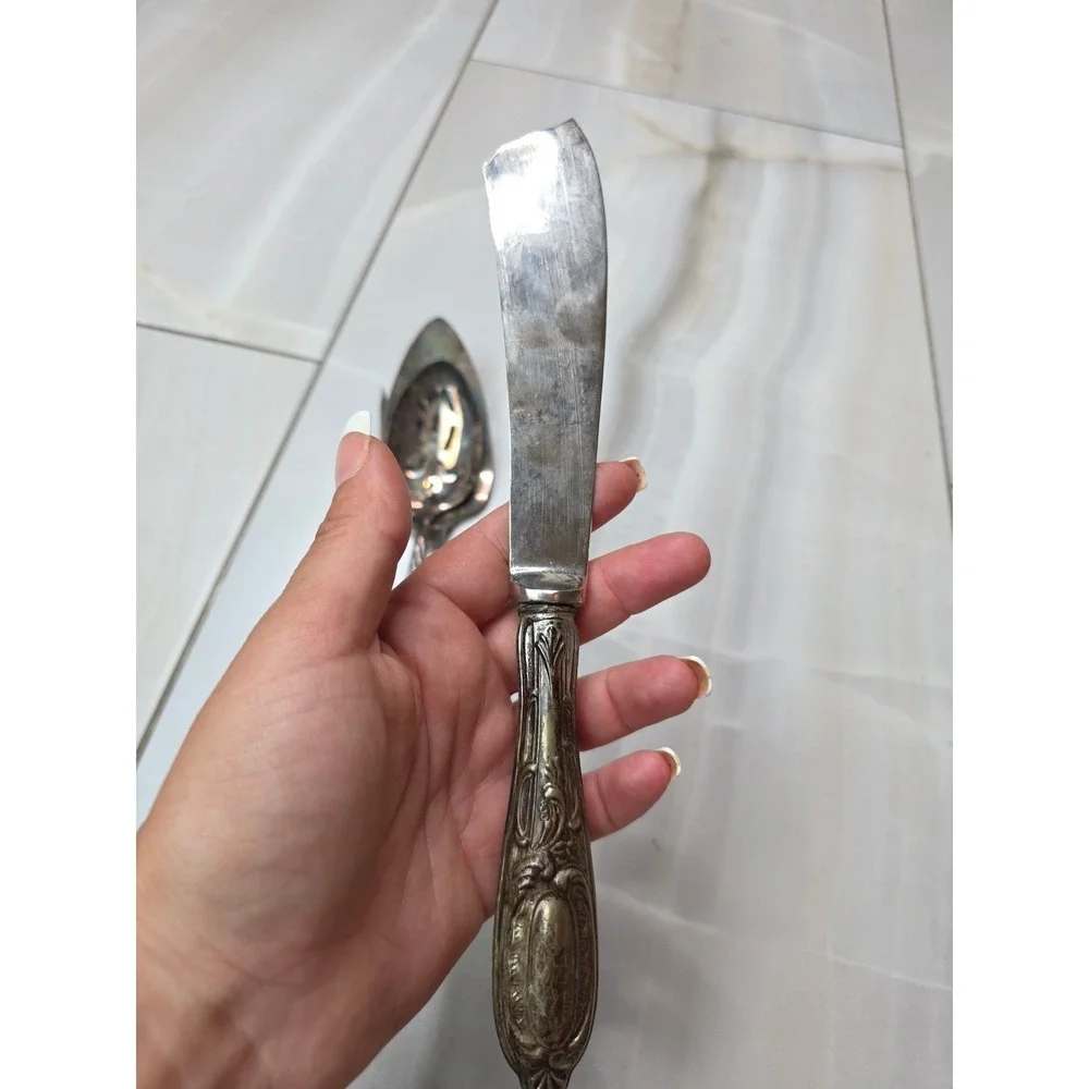 Rogers Oneida Ltd‎ Silverplate Serving Set Fork Pie Server Spoon Knife 4pc K1